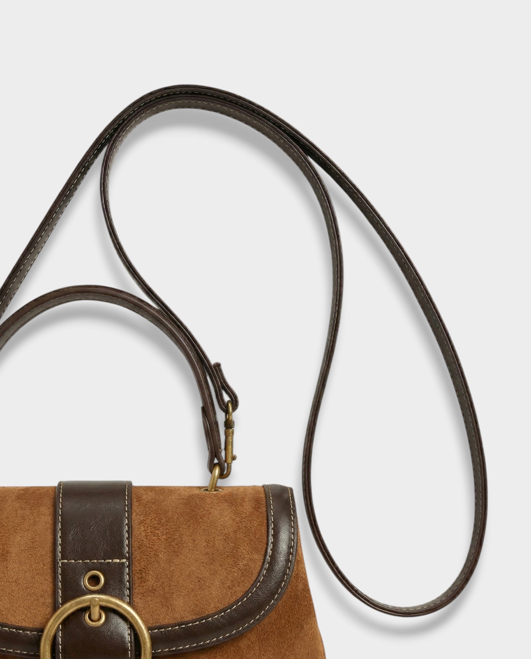 NONA Suede Buckle Shoulder Crossbody Bag