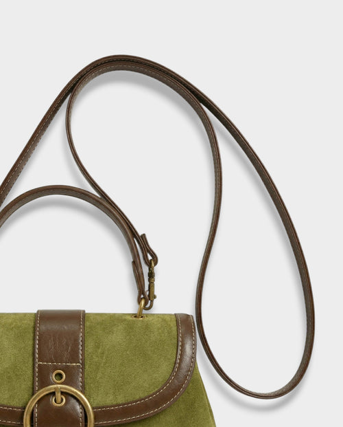 NONA Suede Buckle Shoulder Crossbody Bag