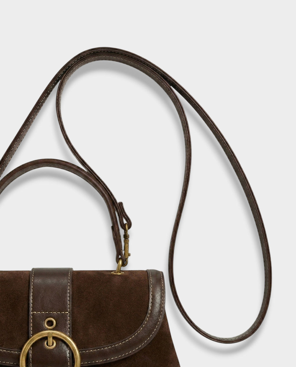 NONA Suede Buckle Shoulder Crossbody Bag