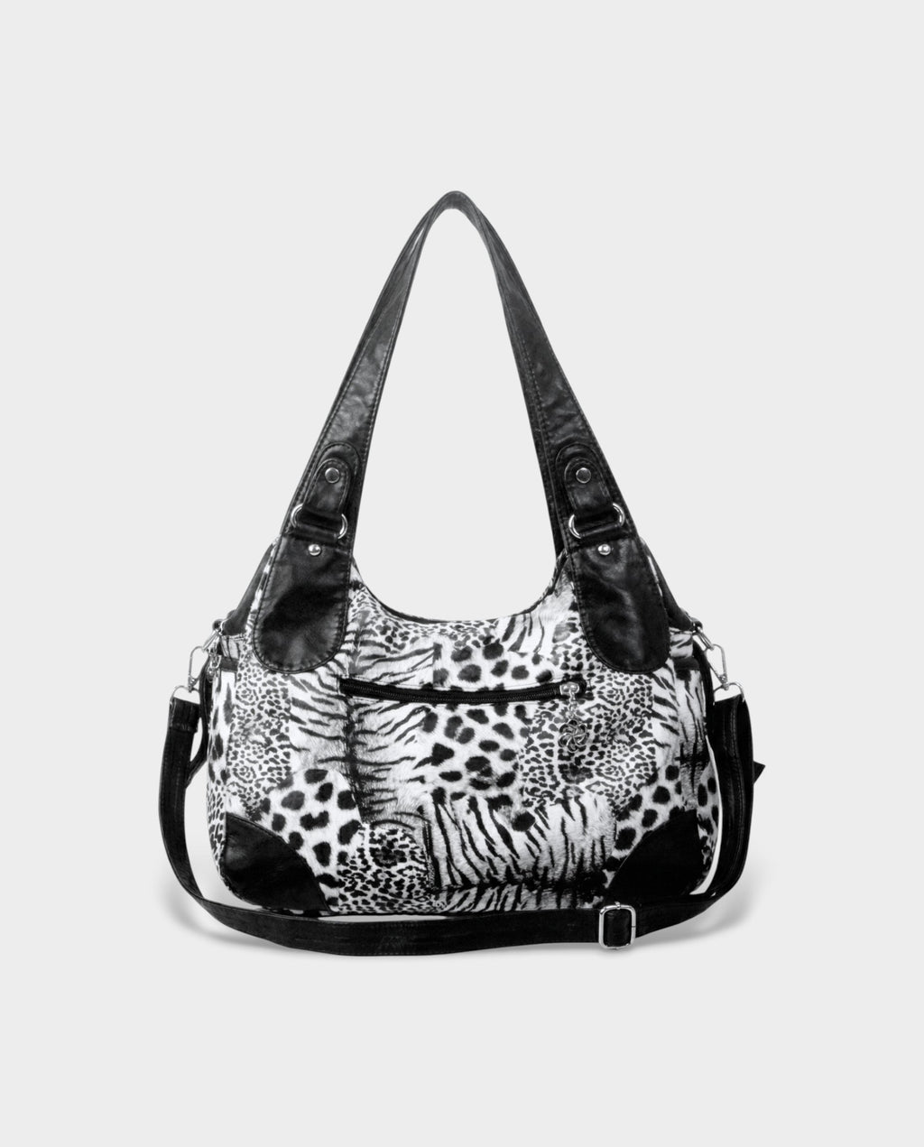 MELIA Multi-Pocket Faux Leather Leopard Handbag