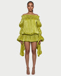 MORYA Off-Shoulder Ruffle Sheer Sleeve Mini Dress