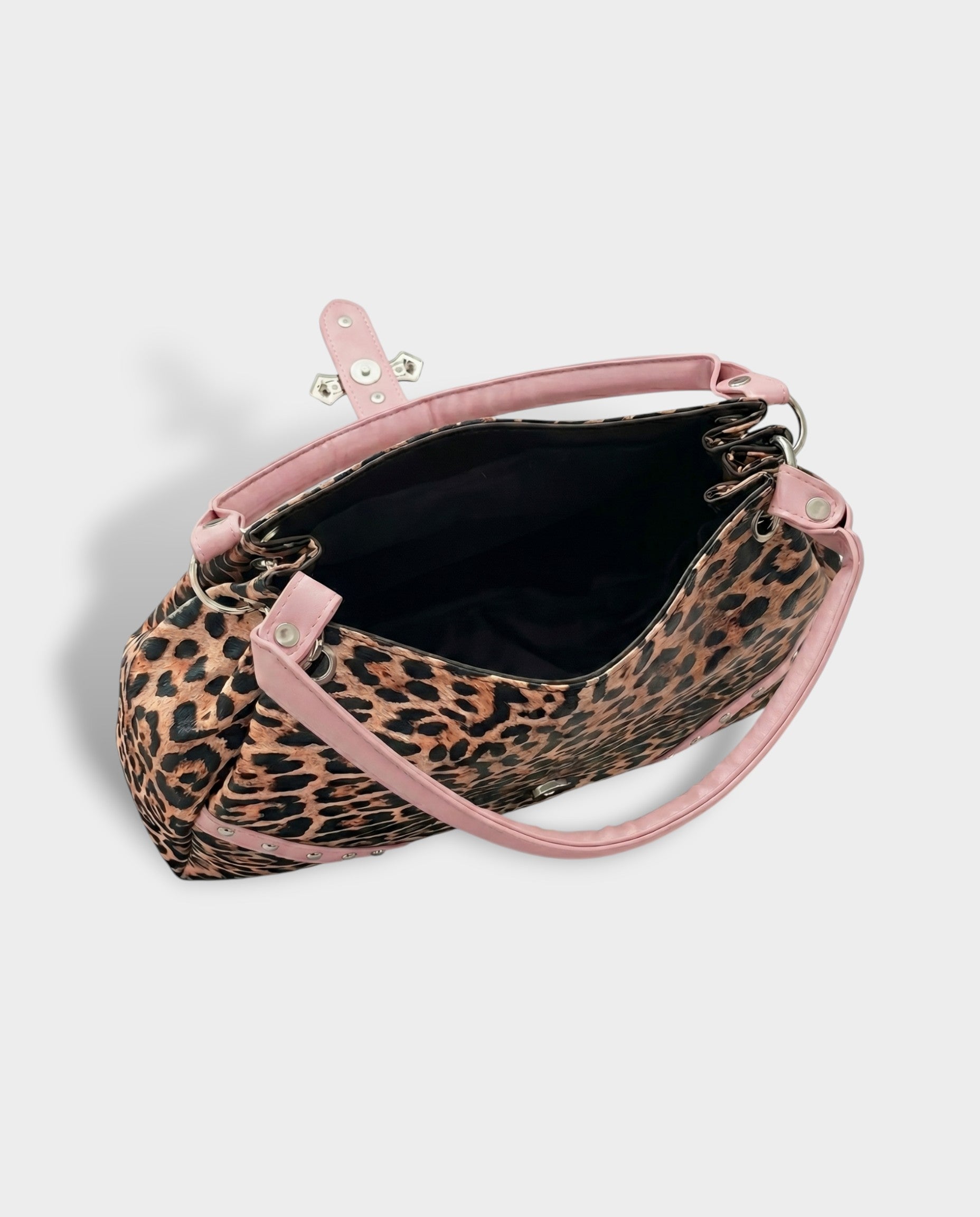 SENIA Leopard Rhinestone Cross Detail Handbag