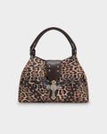 SENIA Leopard Rhinestone Cross Detail Handbag