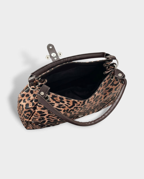 SENIA Leopard Rhinestone Cross Detail Handbag