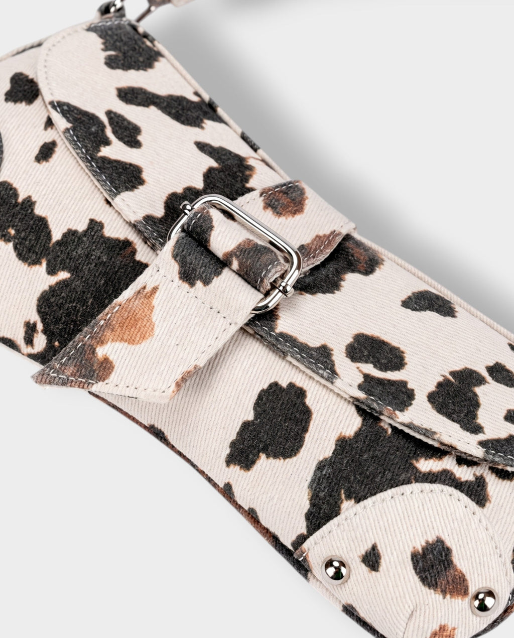 NELCY Cow Print Buckle Shoulder Handbag