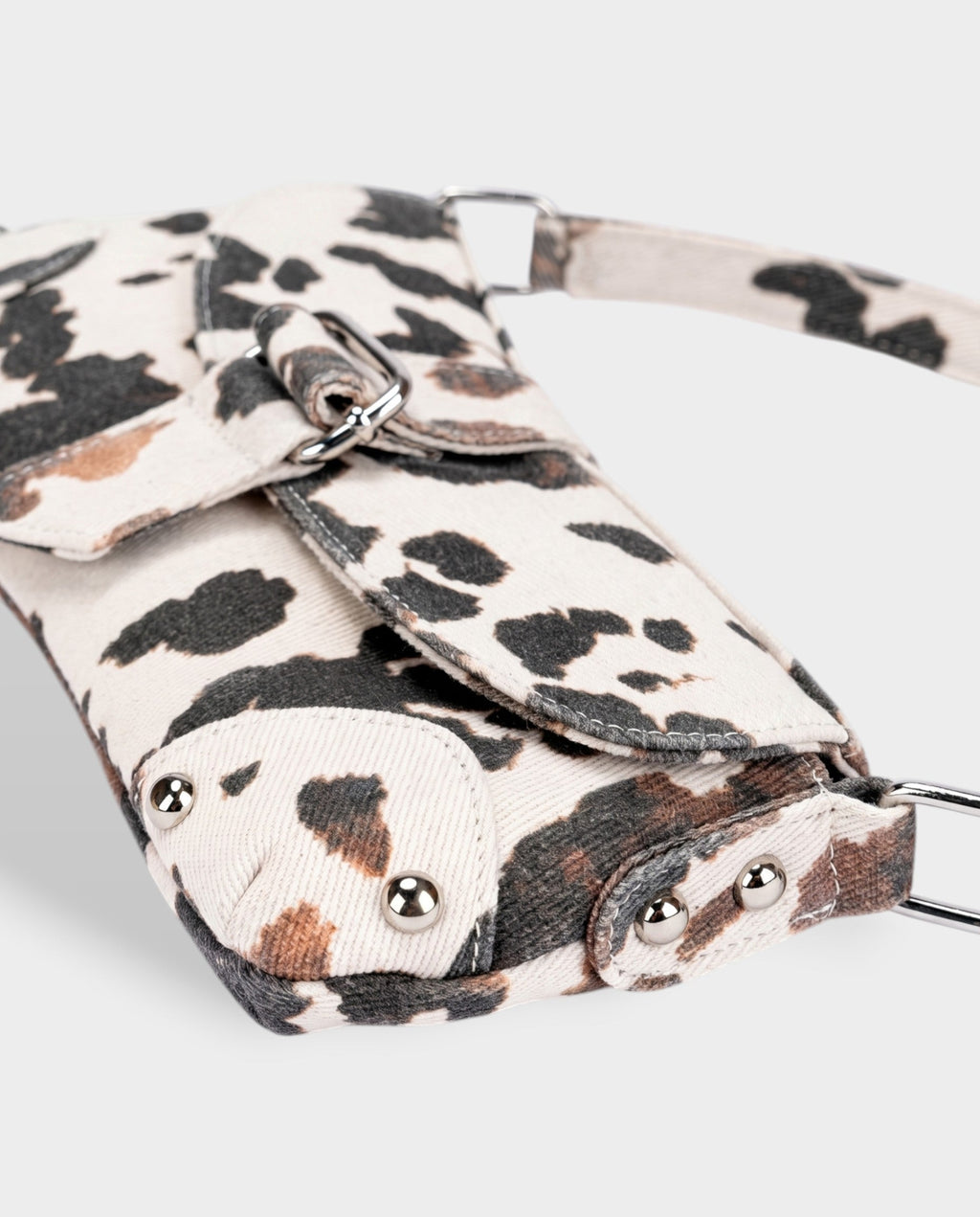 NELCY Cow Print Buckle Shoulder Handbag