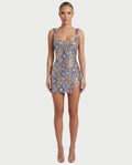 LUANA Silver Sequin Diamond Bodycon Mini Dress