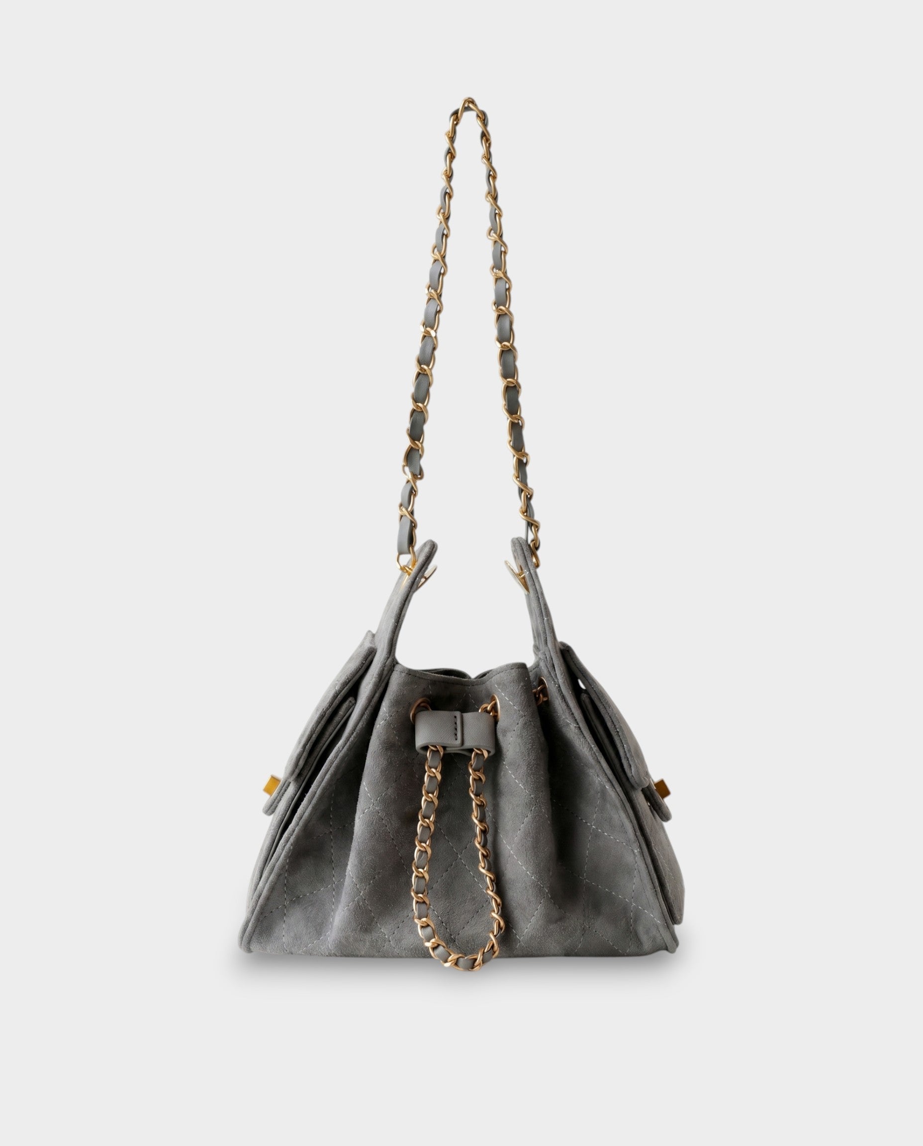 LUMI Sheepskin Suede Drawstring Shoulder Bag
