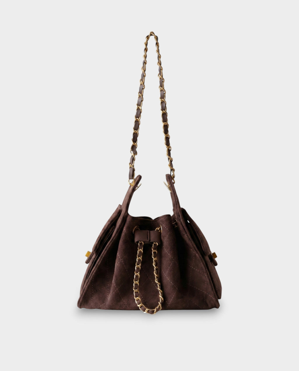 LUMI Sheepskin Suede Drawstring Shoulder Bag