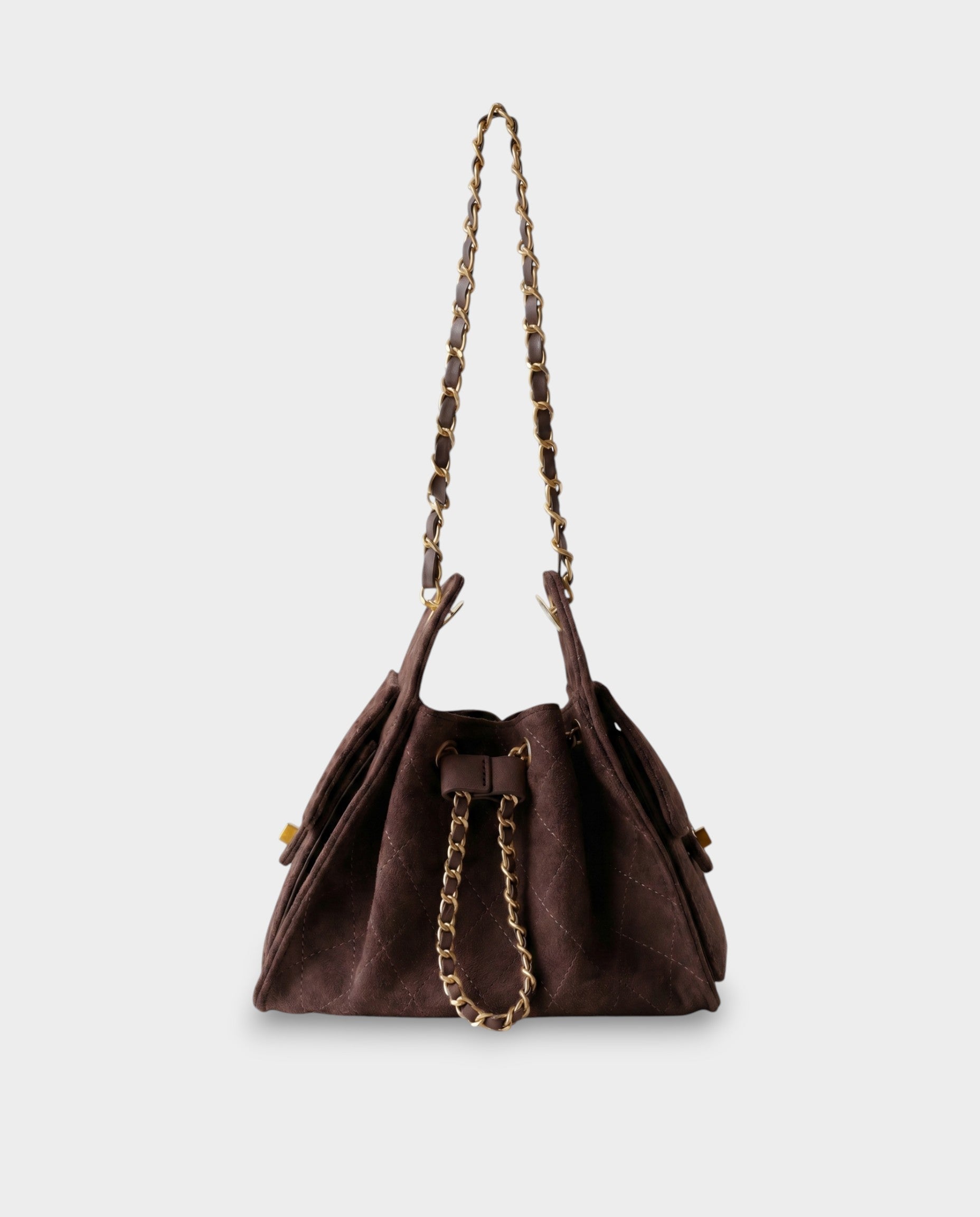 LUMI Sheepskin Suede Drawstring Shoulder Bag