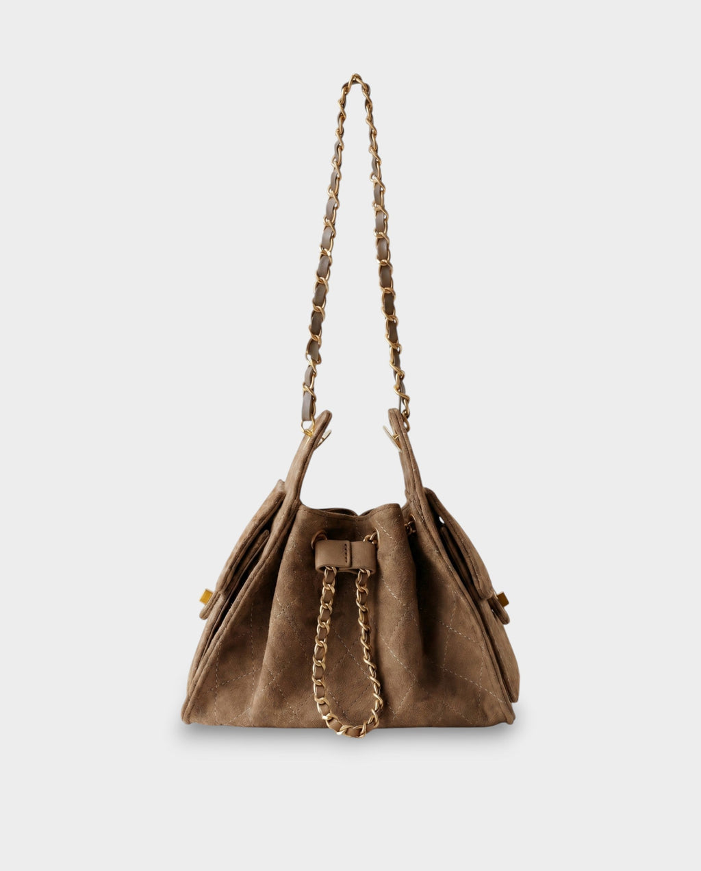 LUMI Sheepskin Suede Drawstring Shoulder Bag