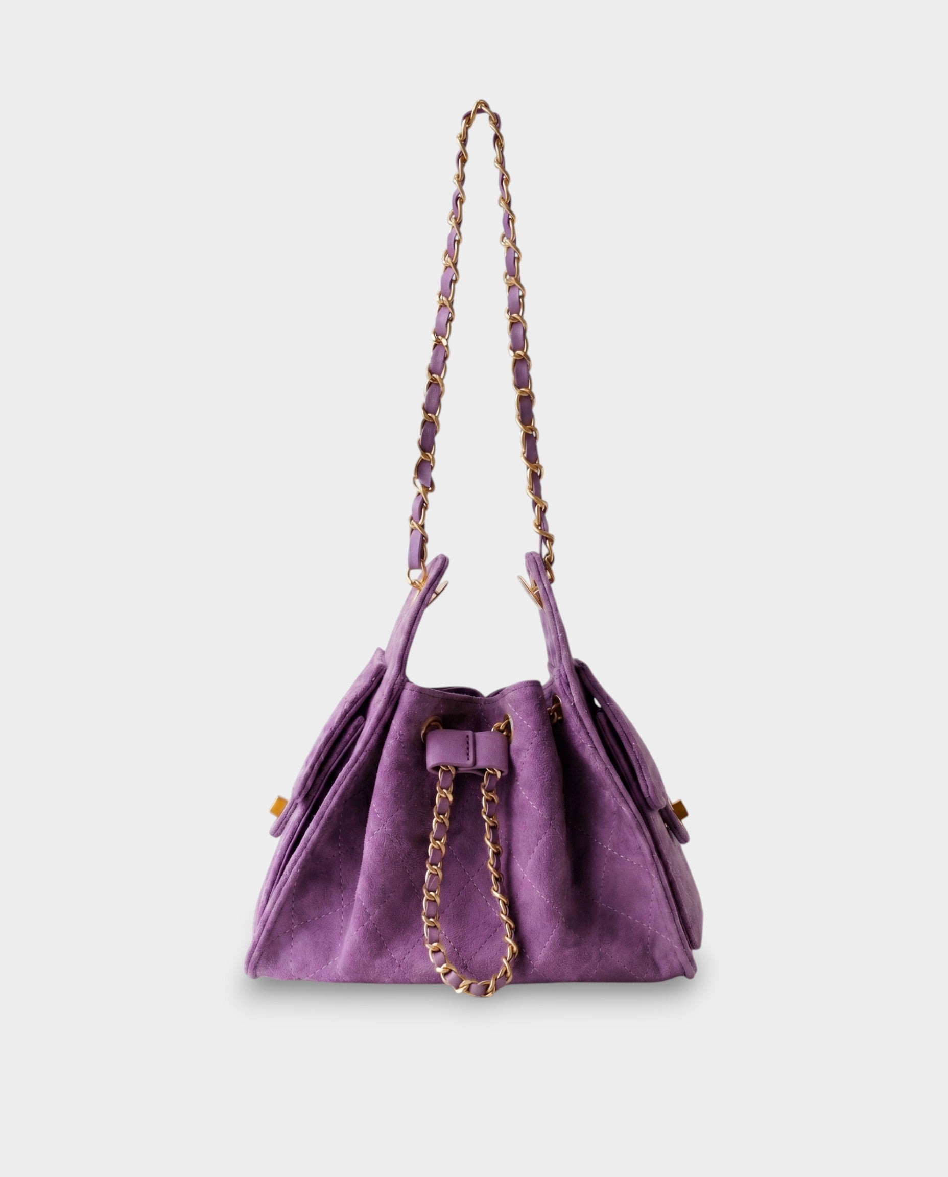 LUMI Sheepskin Suede Drawstring Shoulder Bag