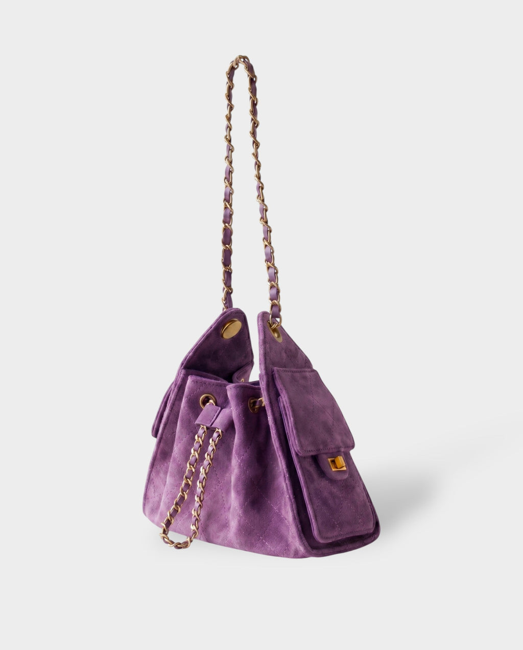 LUMI Sheepskin Suede Drawstring Shoulder Bag
