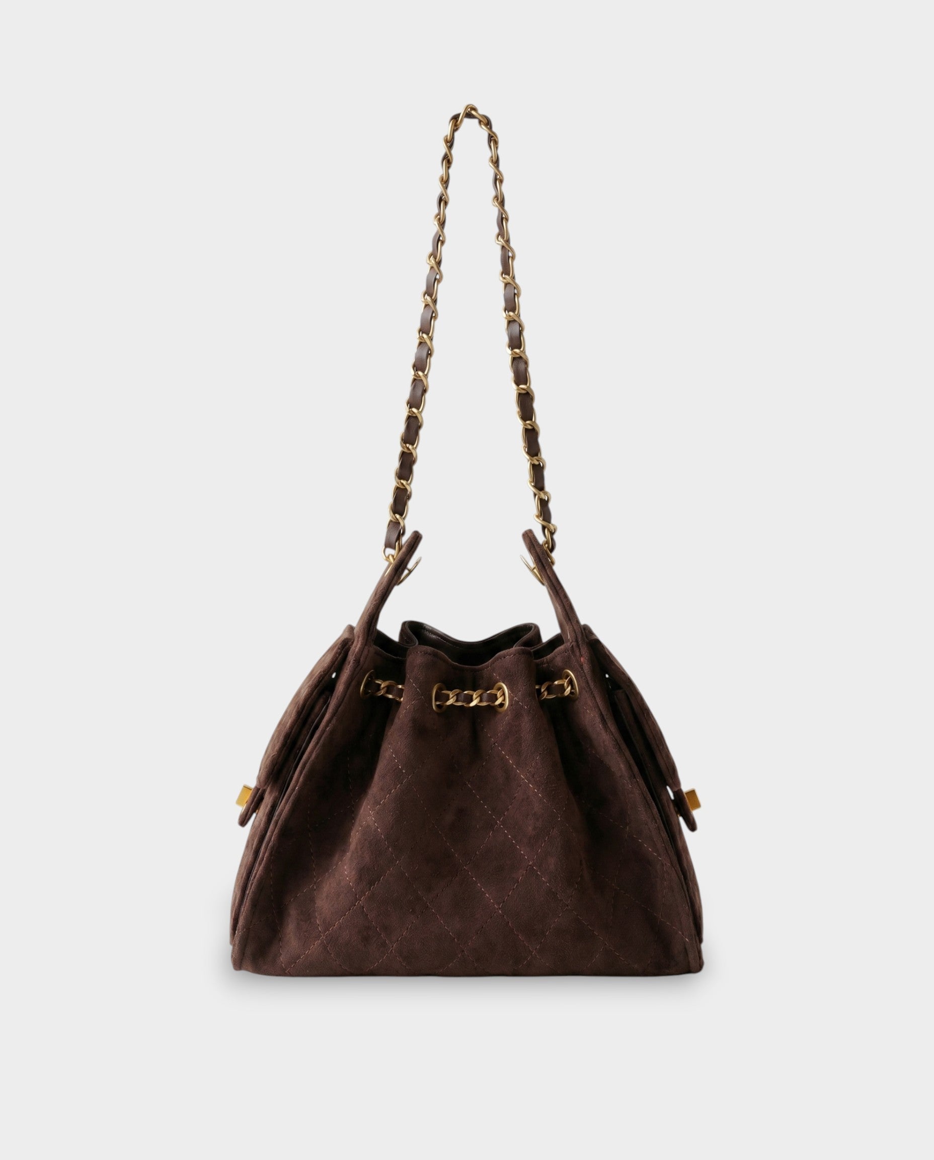 LUMI Sheepskin Suede Drawstring Shoulder Bag