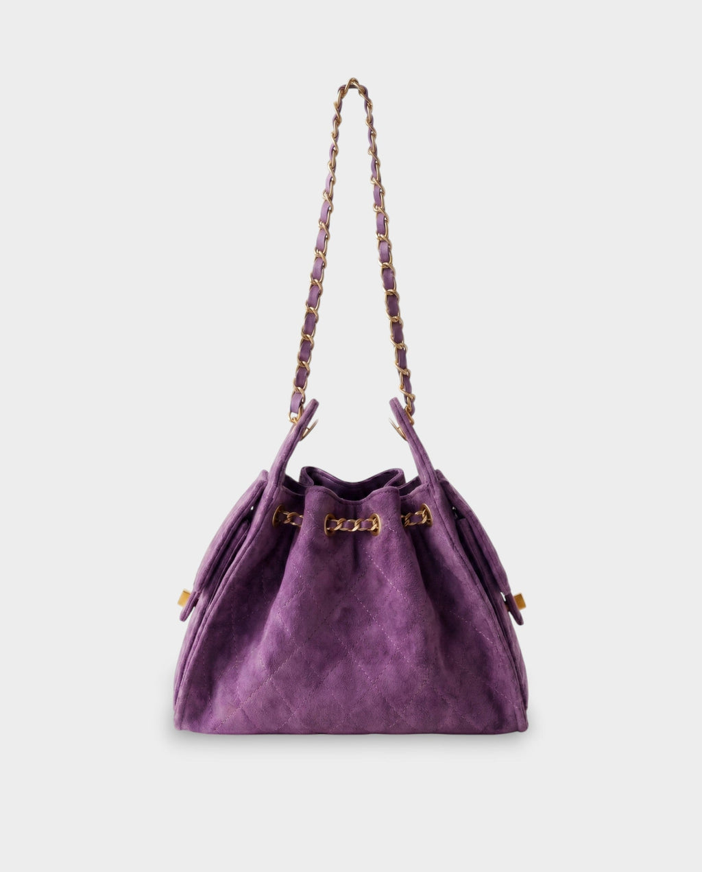 LUMI Sheepskin Suede Drawstring Shoulder Bag