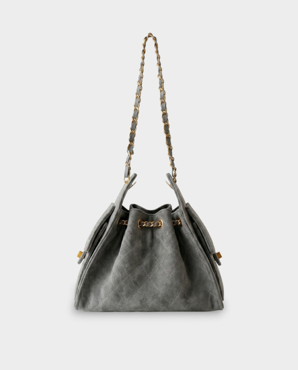 LUMI Sheepskin Suede Drawstring Shoulder Bag