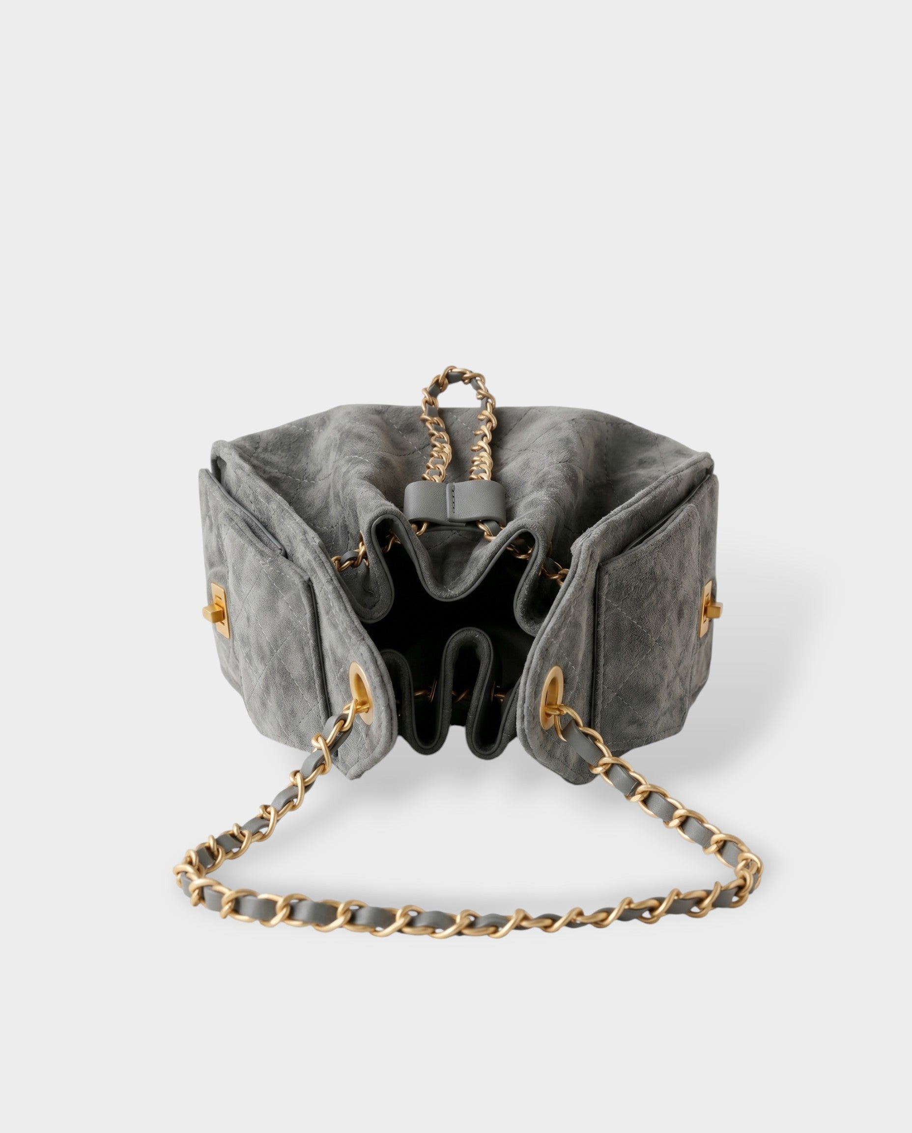 LUMI Sheepskin Suede Drawstring Shoulder Bag