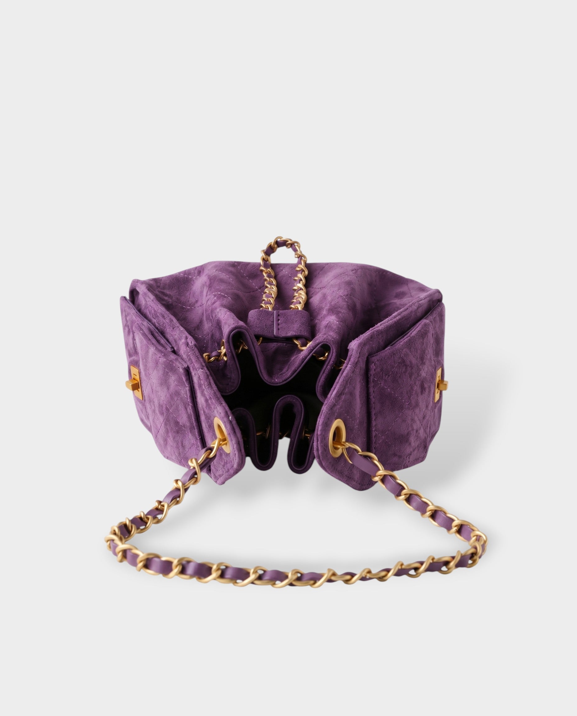LUMI Sheepskin Suede Drawstring Shoulder Bag