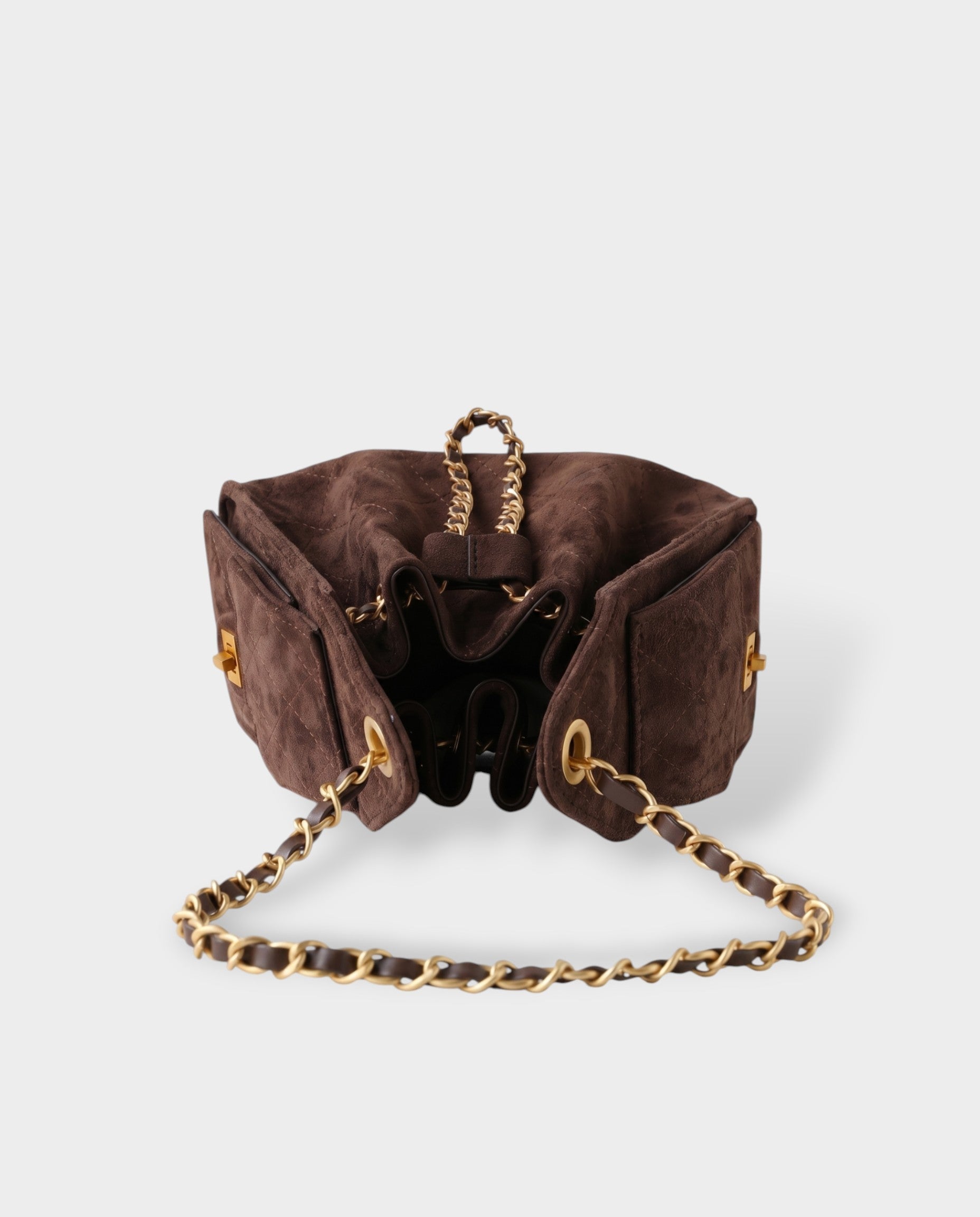 LUMI Sheepskin Suede Drawstring Shoulder Bag