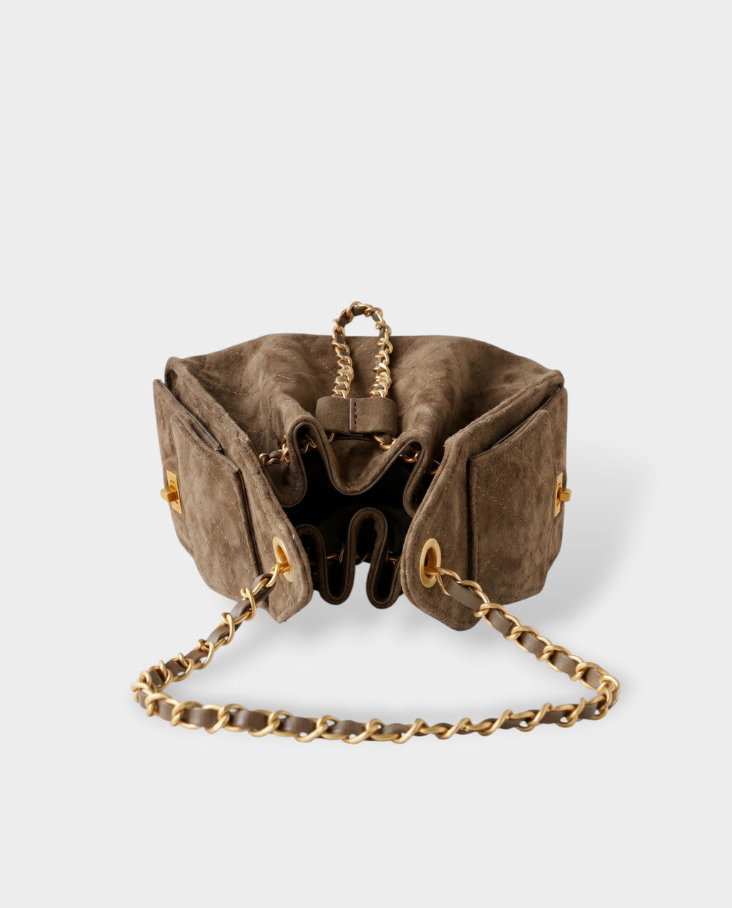 LUMI Sheepskin Suede Drawstring Shoulder Bag