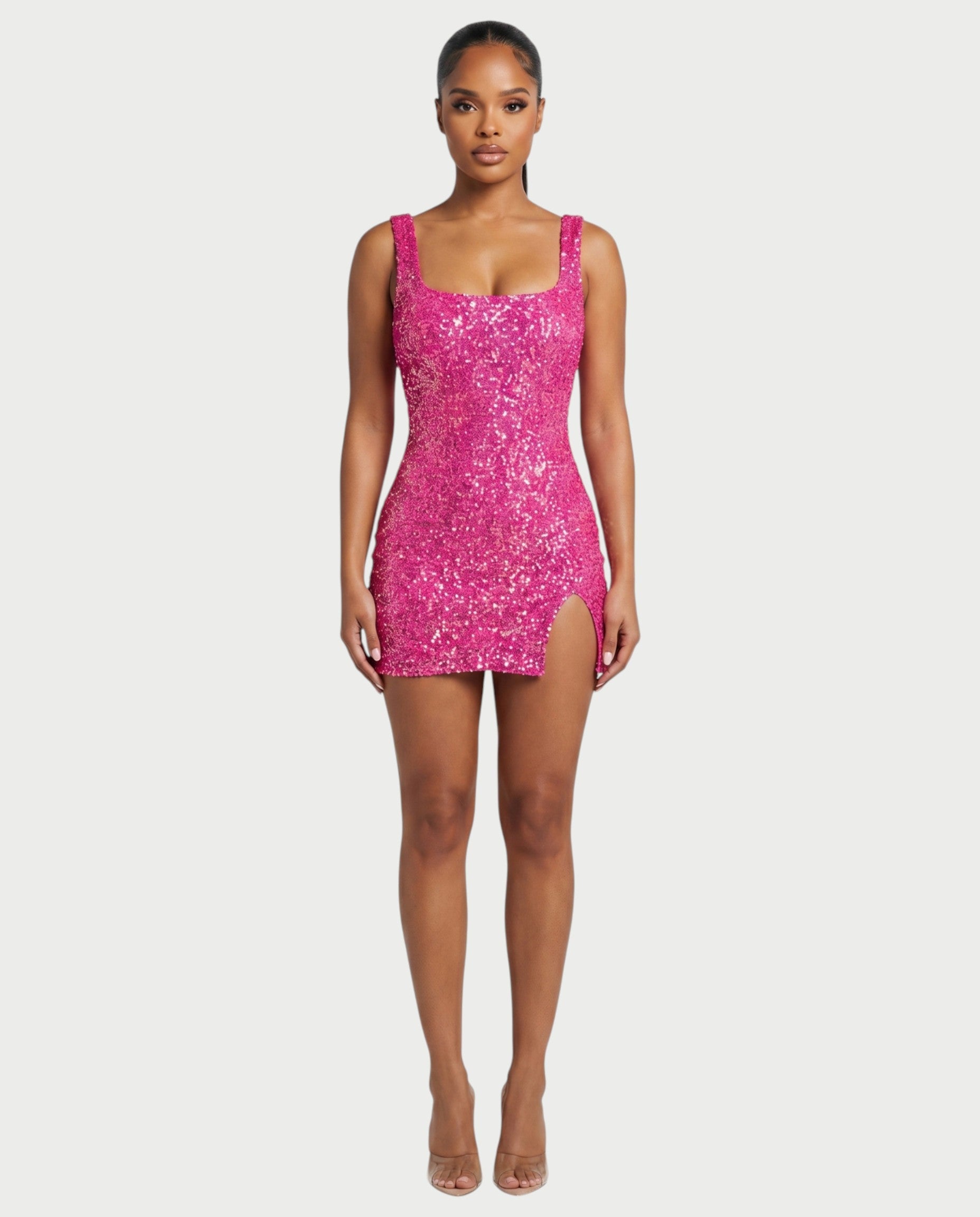 ABELA Sequin Scoop Neck Bodycon Mini Dress