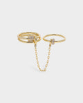 Two-Finger Crystal Pavé Bar Ring