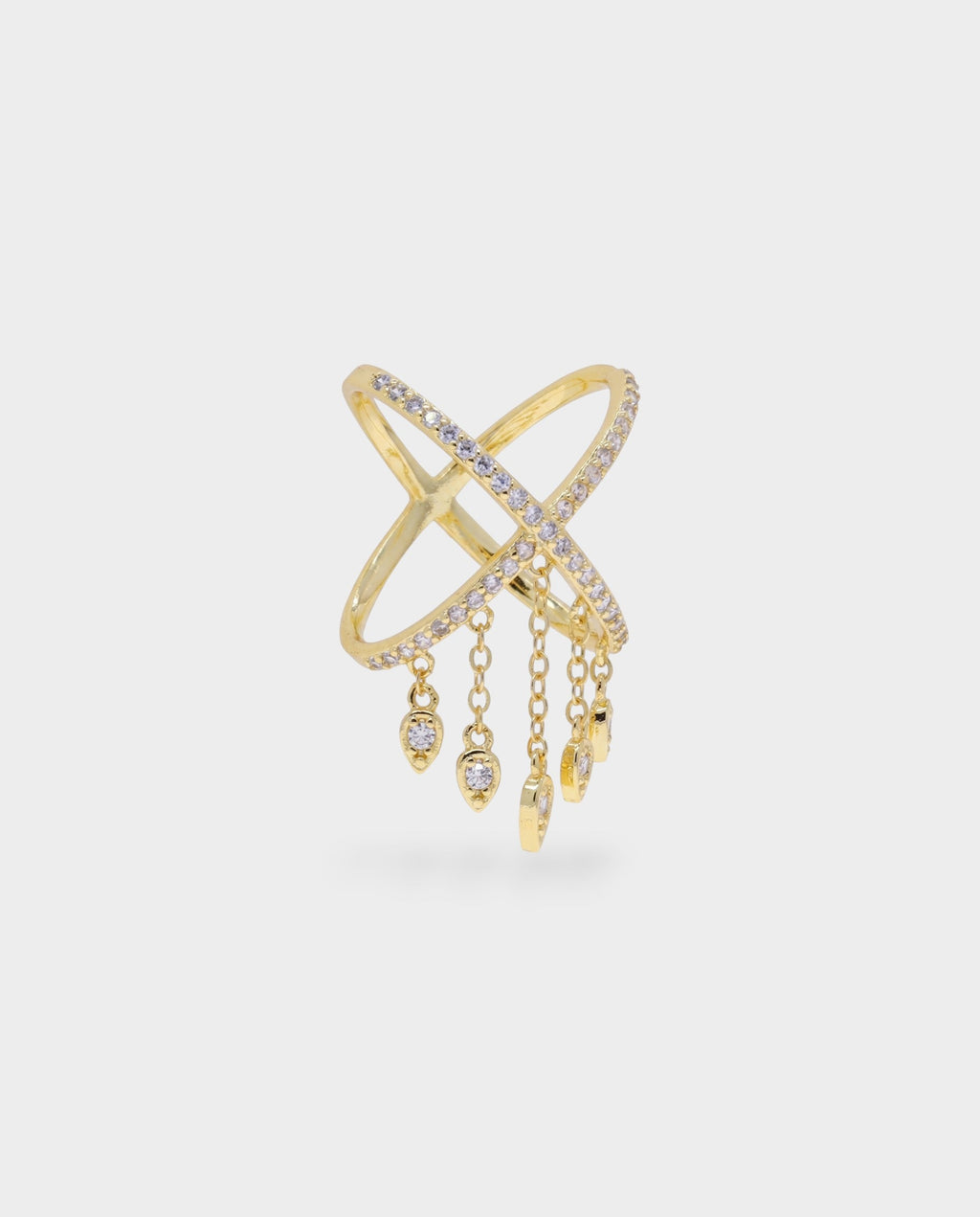 Crisscross Crystal Dangle Ring