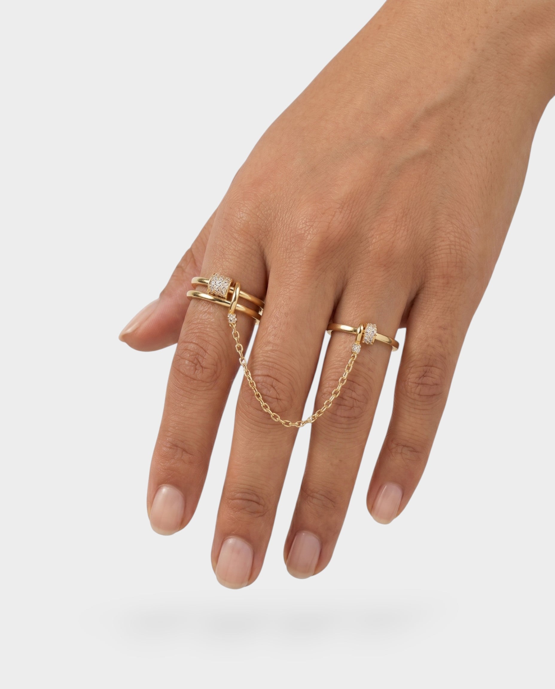 Two-Finger Crystal Pavé Bar Ring