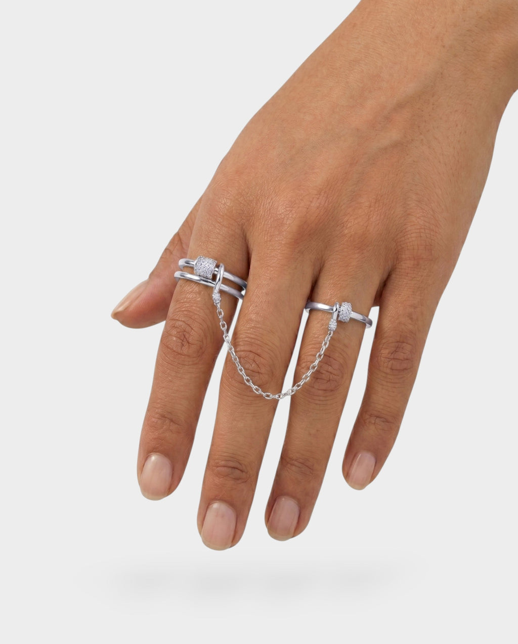 Two-Finger Crystal Pavé Bar Ring