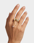 Pavé Crystal Teardrop Chain Ring
