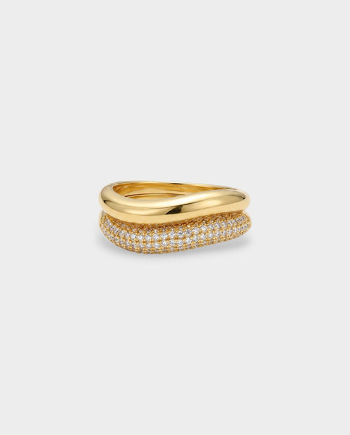 Double Band Pavé Crystal Ring