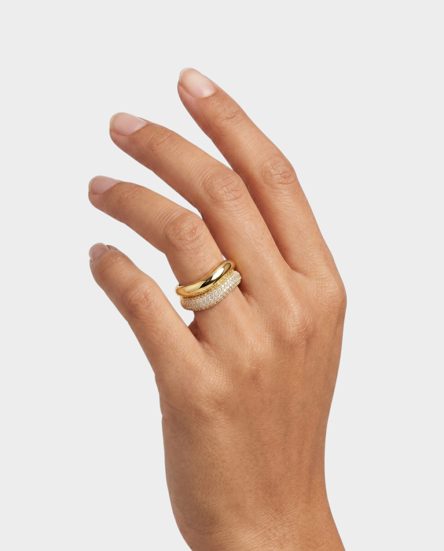 Double Band Pavé Crystal Ring
