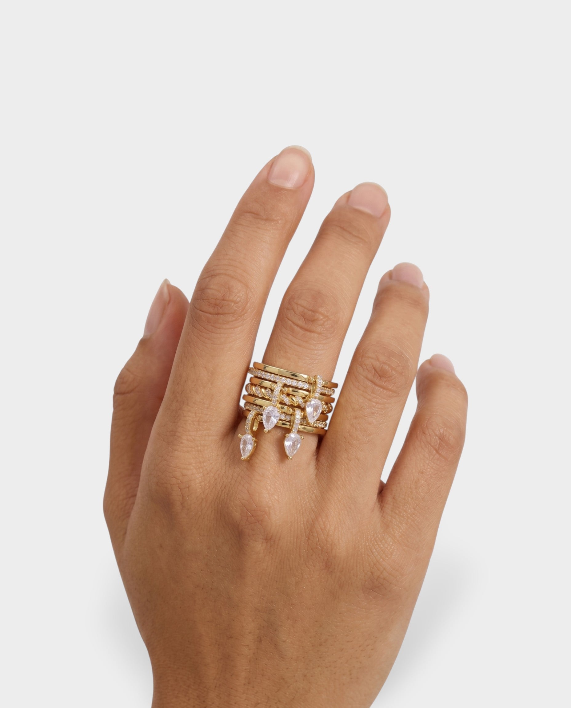 Multi-Layer Pavé Crystal Pear Cut Ring