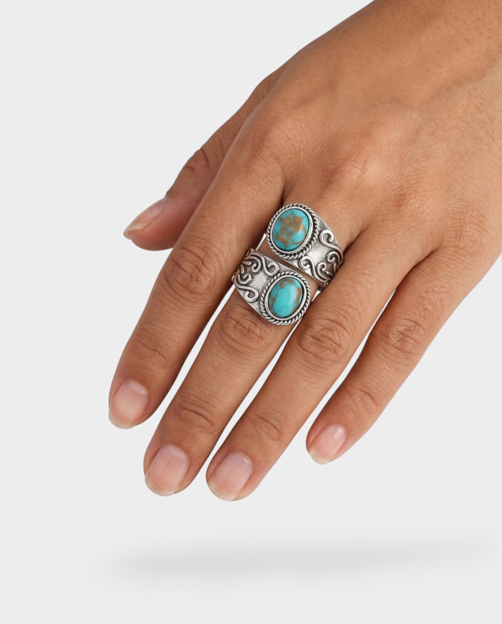 Dual Turquoise Stone Wrap Ring