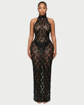 HOPE High Neck Tear Drop Rhinestone Maxi Dress