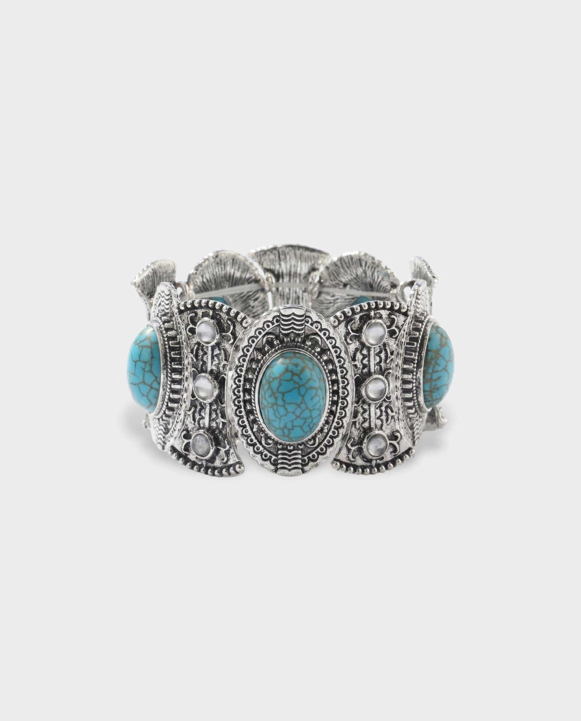 Engraved Turquoise Stone Cuff Bracelet