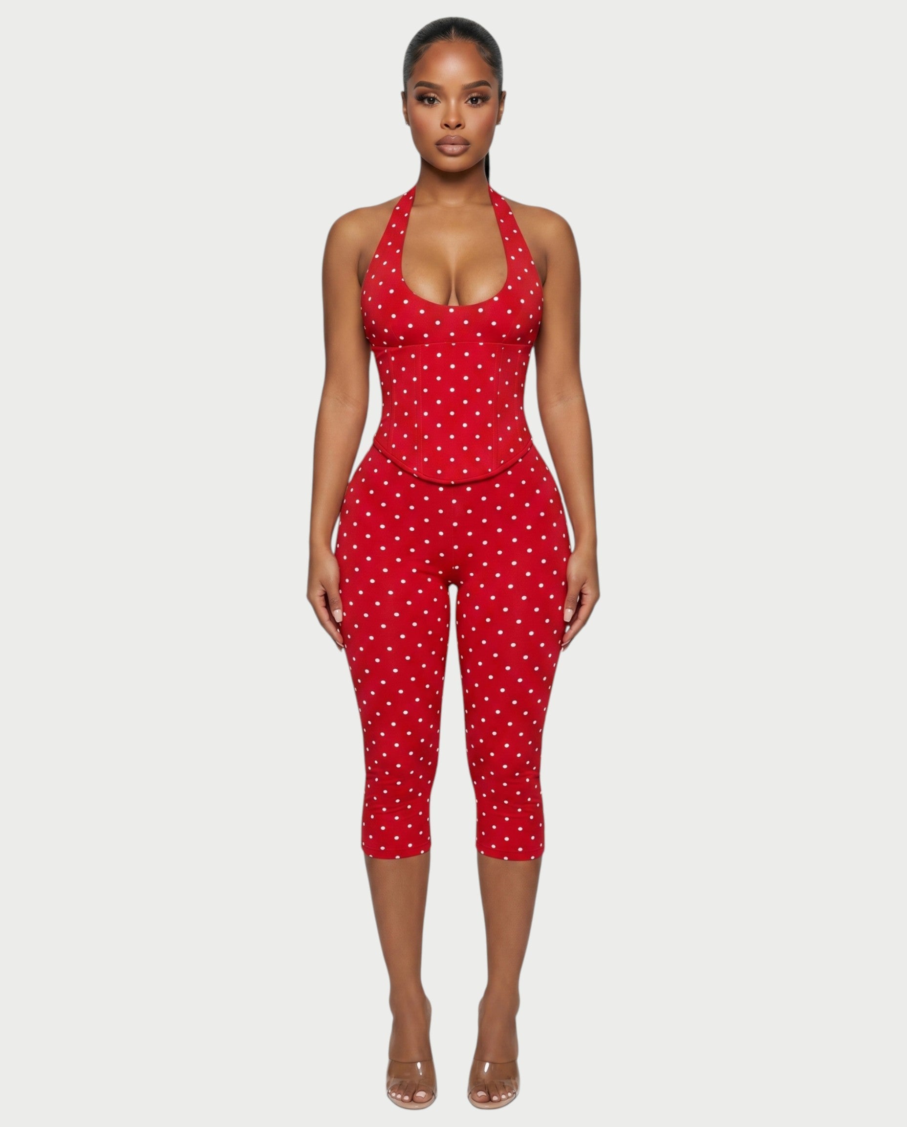 LERANIA Polka Dot Jumpsuit & Corset Set