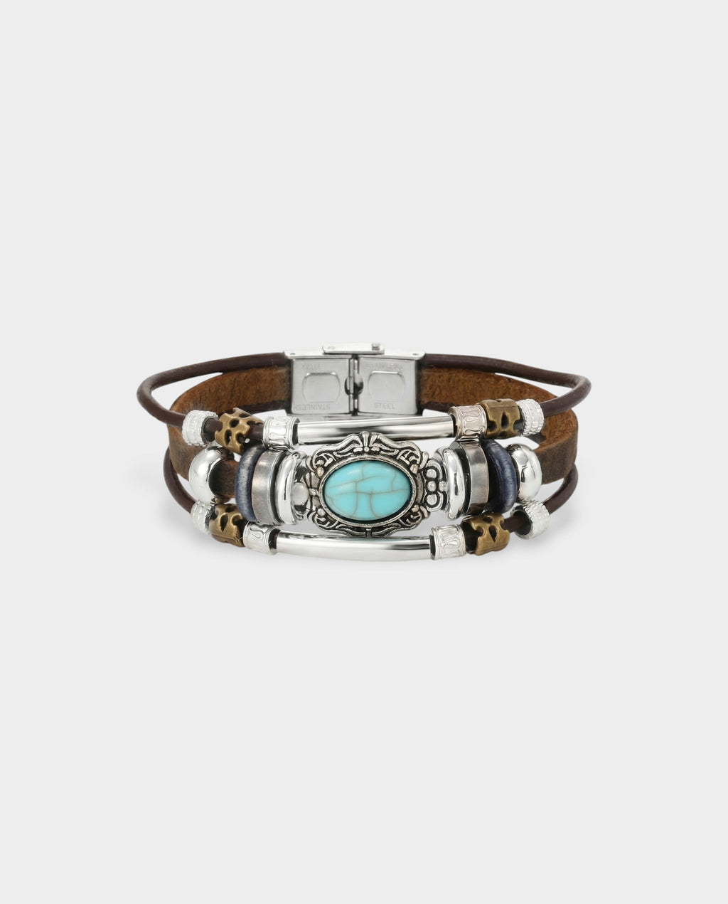 Turquoise Stone Multi-Layer Faux Leather Bracelet