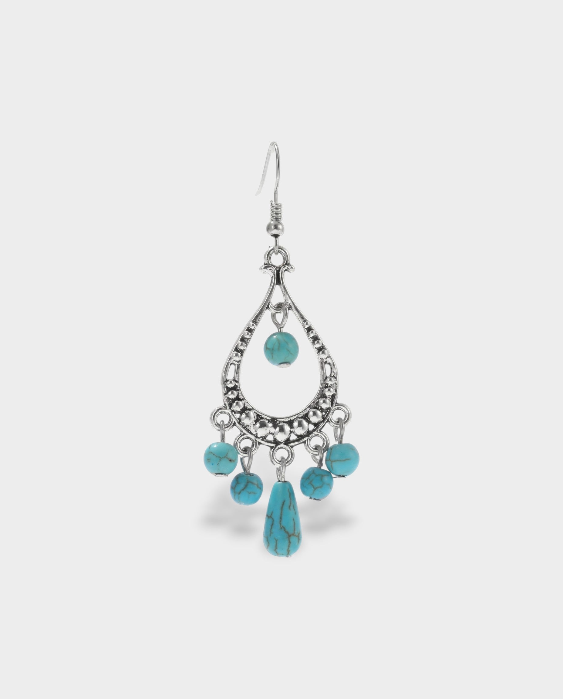 Turquoise Beaded Teardrop Earrings