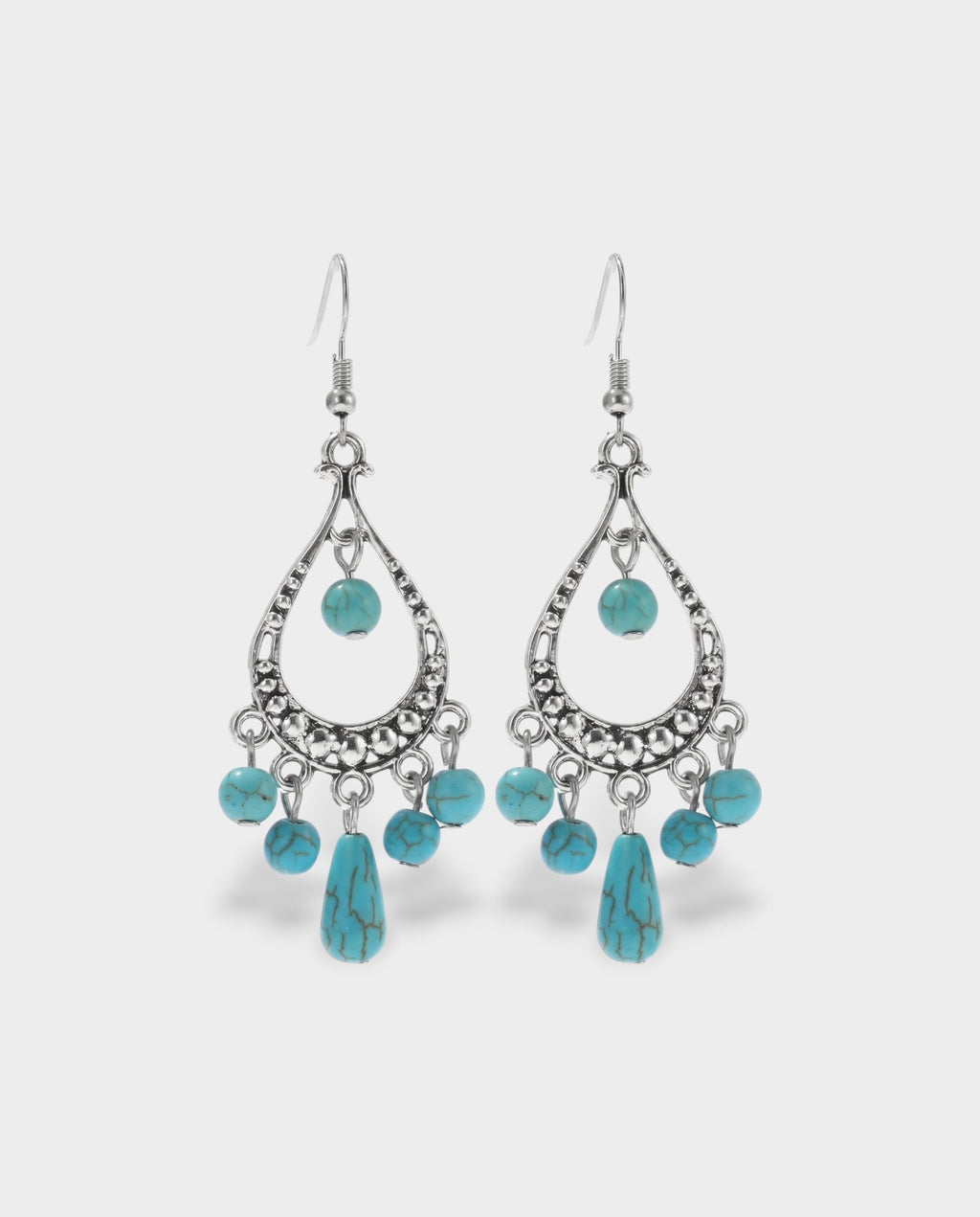 Turquoise Beaded Teardrop Earrings