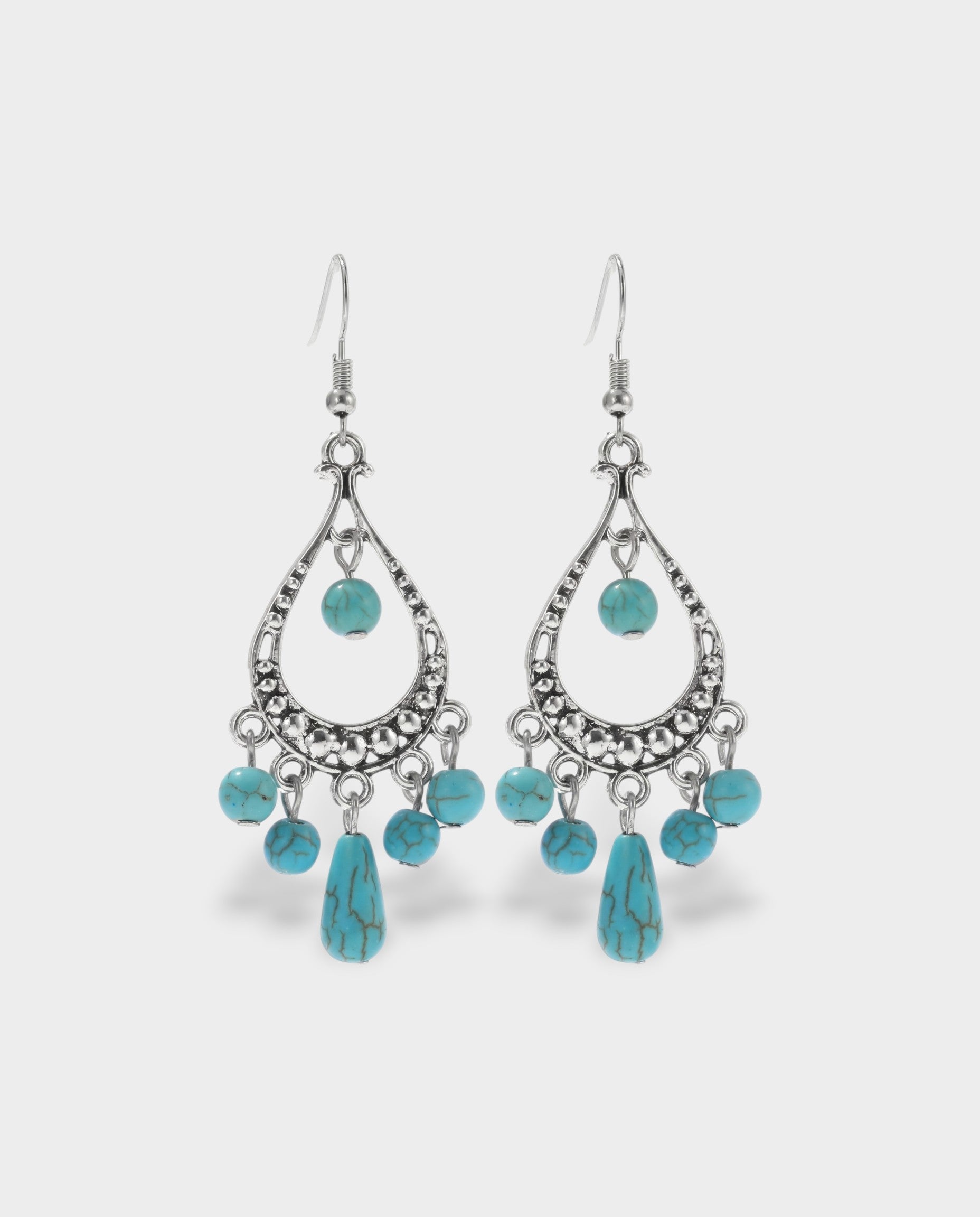 Turquoise Beaded Teardrop Earrings