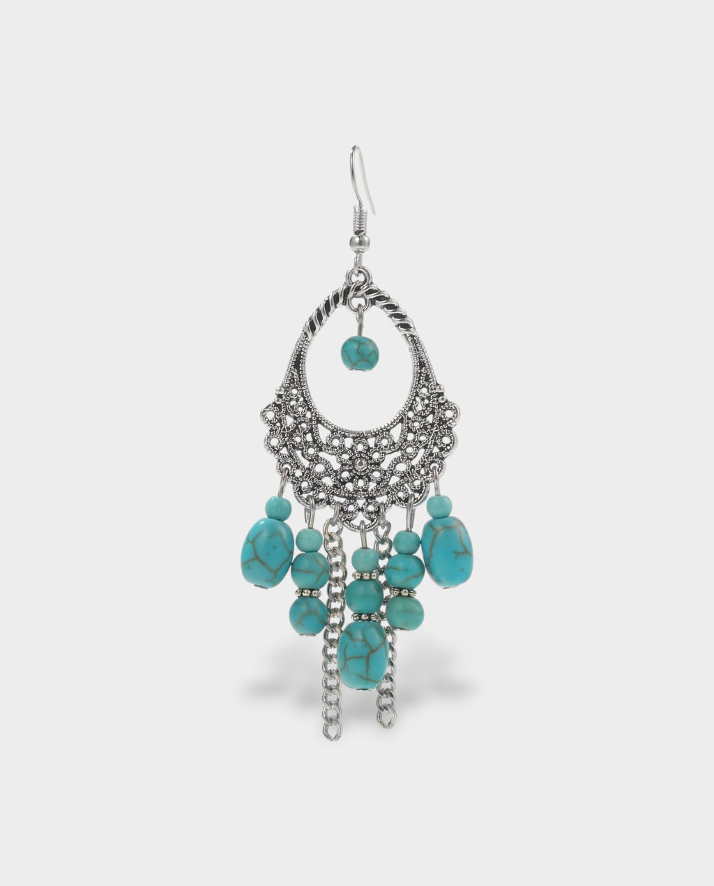 Turquoise Beaded Filigree Chandelier Earrings