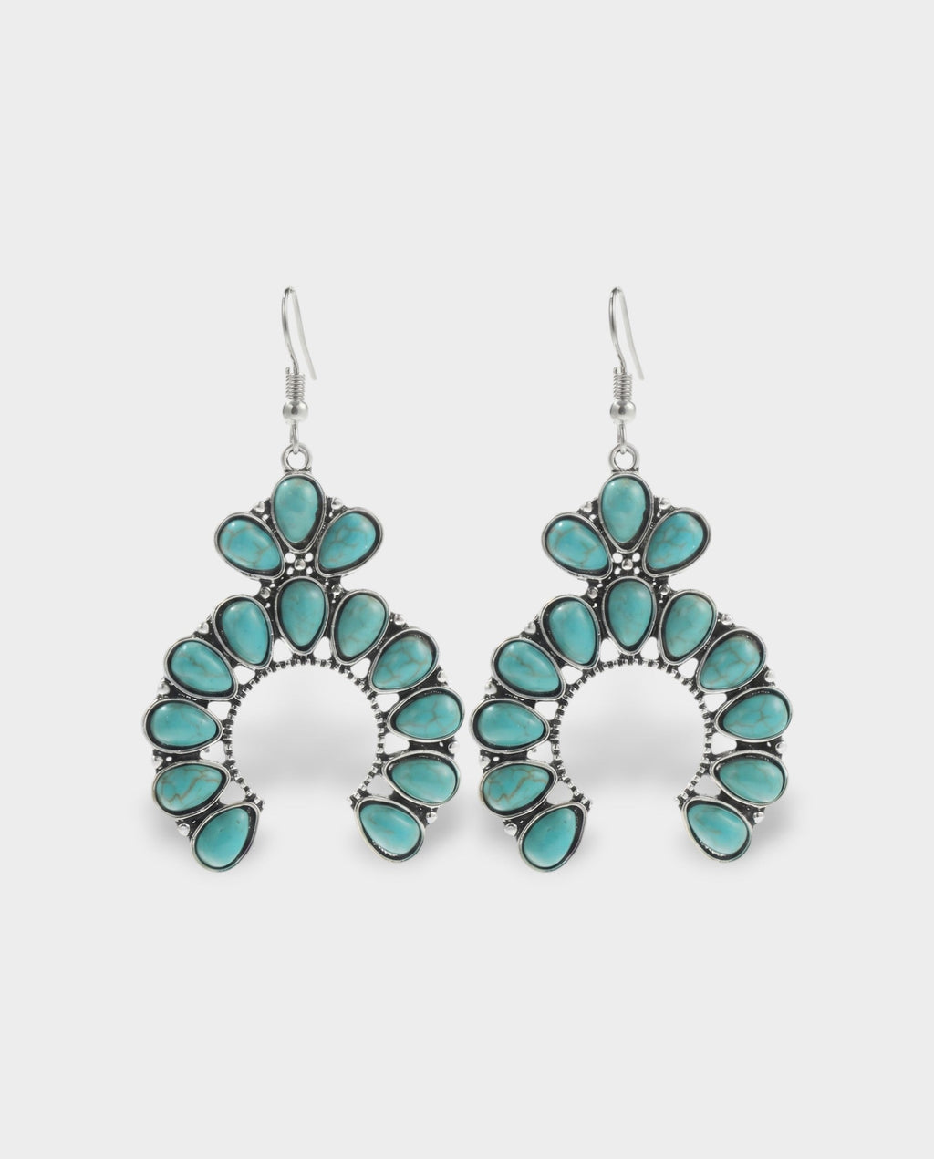Turquoise Cluster Crescent Drop Earrings