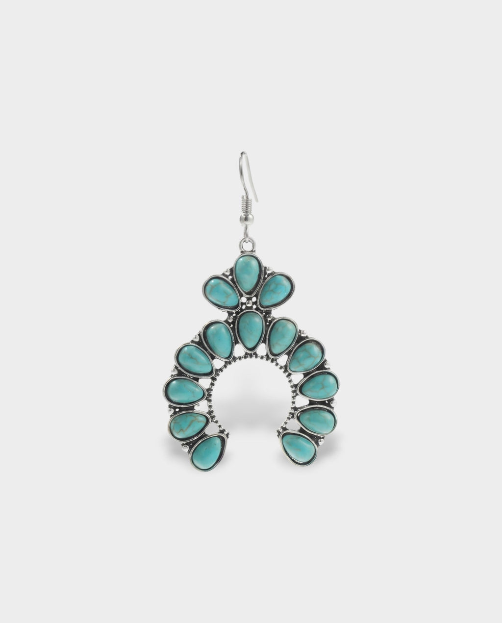 Turquoise Cluster Crescent Drop Earrings