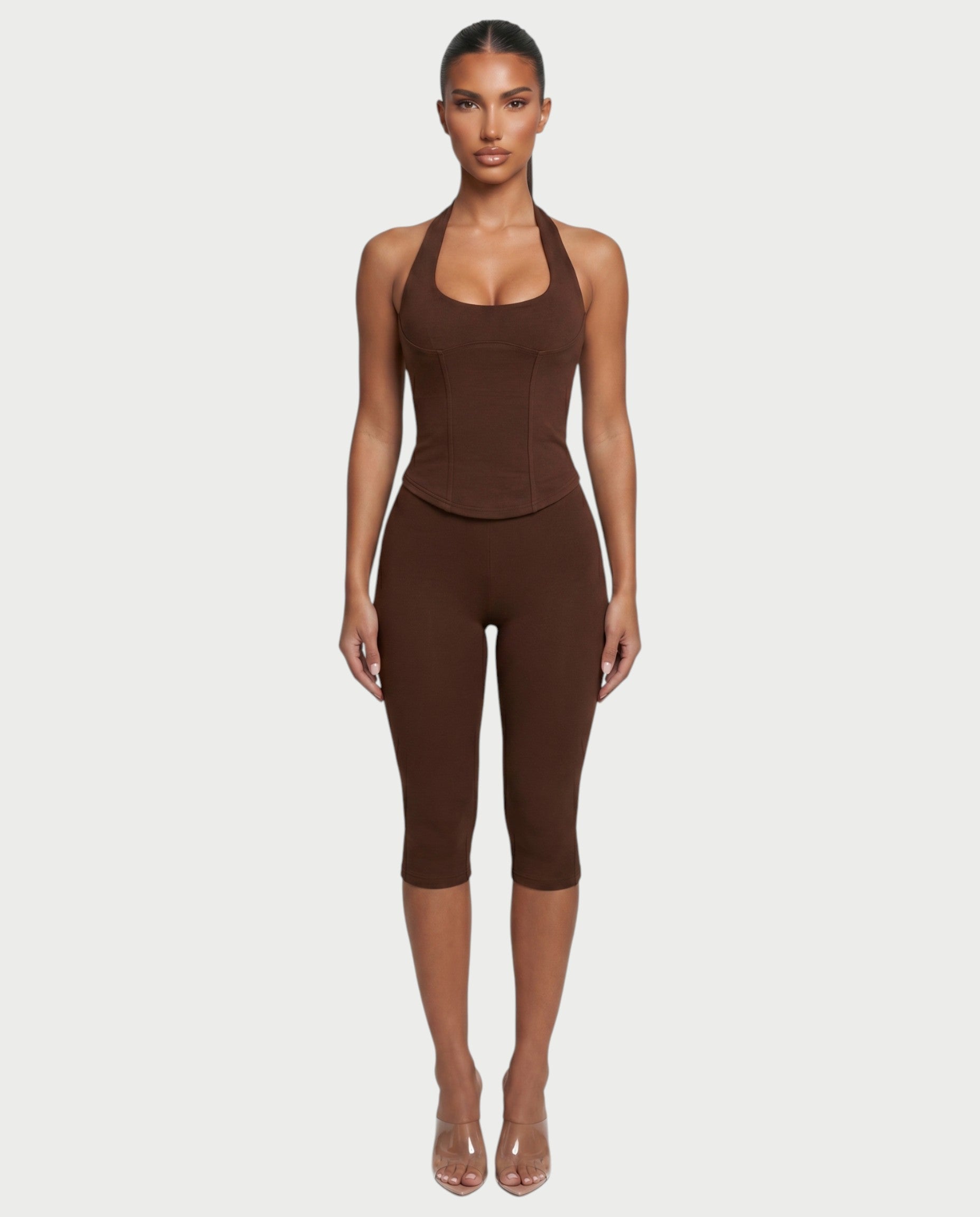 MINDA Halter Crop Top & Capri Pants Set
