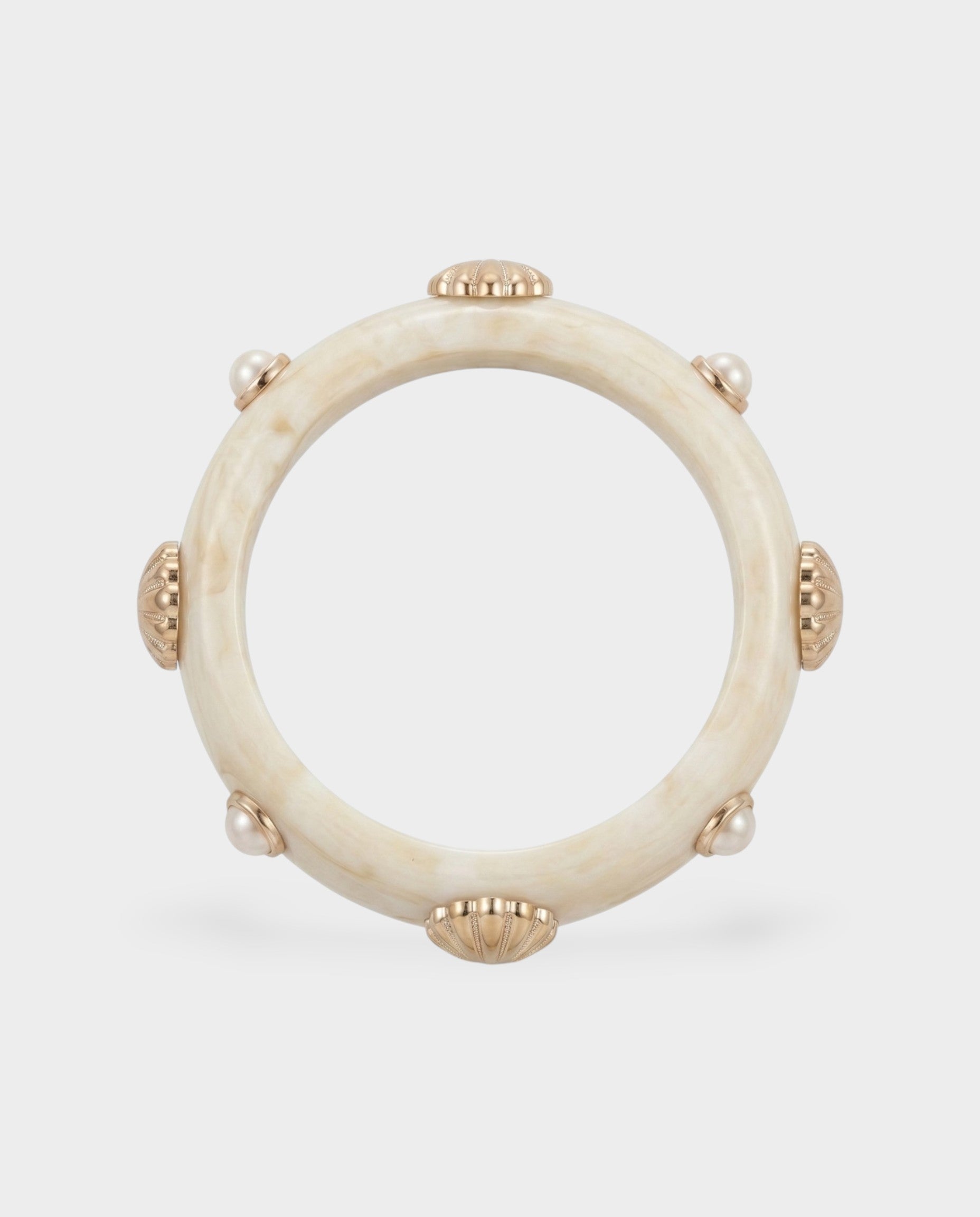 Shell & Pearl Resin Bangle Bracelet