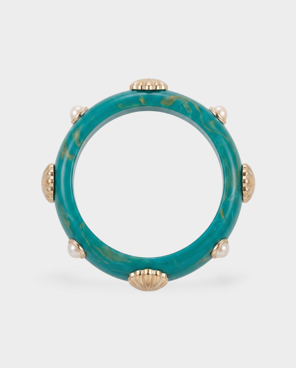 Shell & Pearl Resin Bangle Bracelet