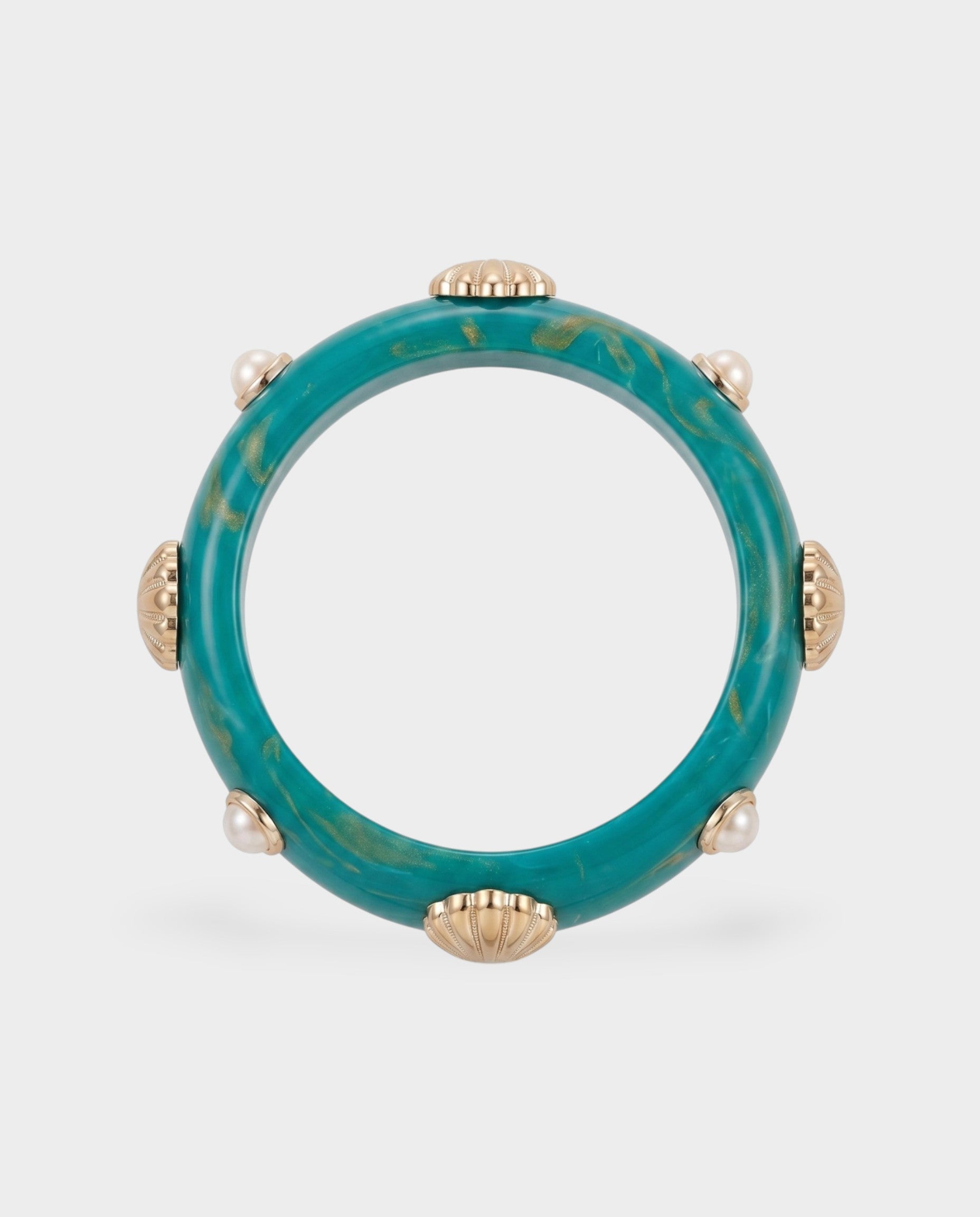 Shell & Pearl Resin Bangle Bracelet