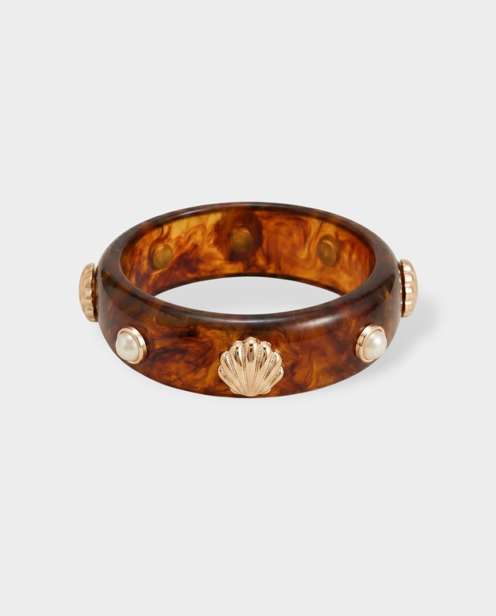 Shell & Pearl Resin Bangle Bracelet