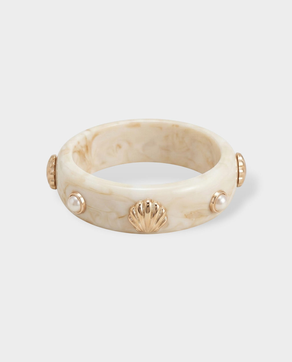 Shell & Pearl Resin Bangle Bracelet